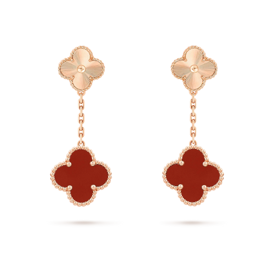 [Regal Jewels]CLOVER 2 MOTIF  LASER CARNELIAN EARRINGS