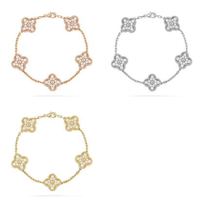 [Regal Jewels]CLOVER 5 MOTIF FULL DIAMOND BRACELET COLLECTION