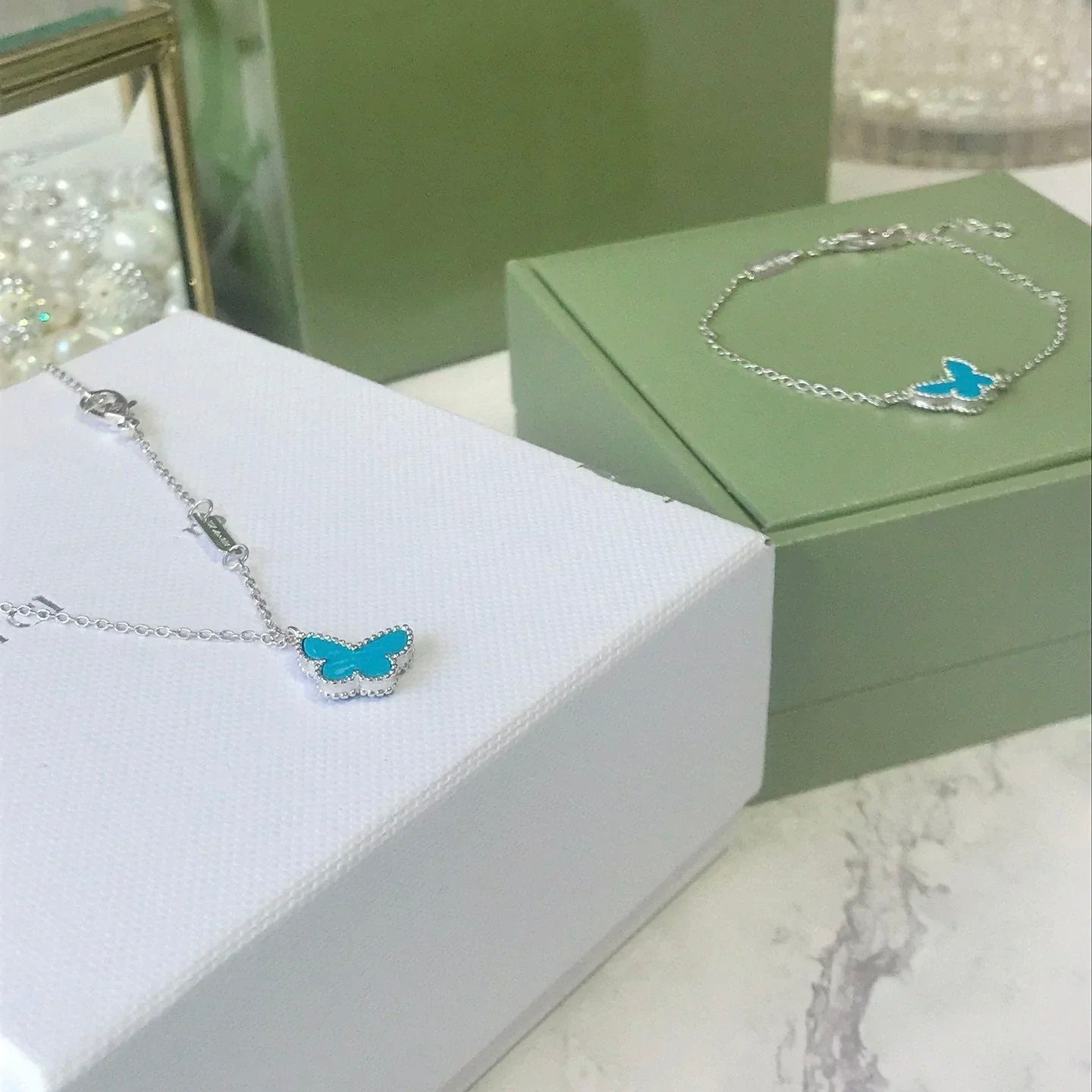 [Regal Jewels]BUTTERFLY TURQUOISE BUTTERFLY BRACELET SILVER