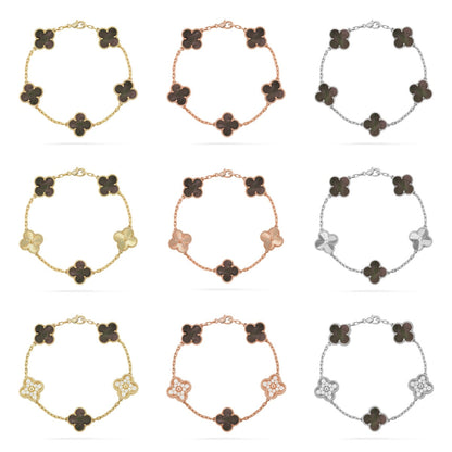 [Regal Jewels]CLOVER 5 MOTIF GRAY MOP BRACELET COLLECTION