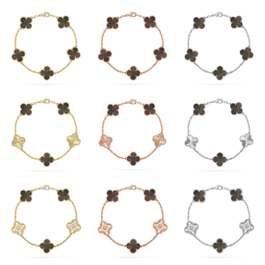 [Regal Jewels]CLOVER 5 MOTIF GRAY MOP BRACELET COLLECTION