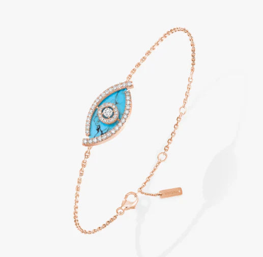 [Regal Jewels]M LUCKY EYE TURQUOISE ROSE GOLD BRACELET