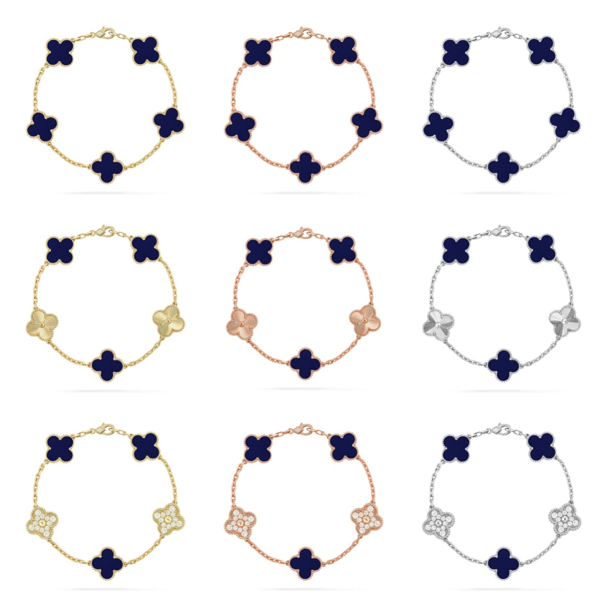 [Regal Jewels]CLOVER 5 MOTIF PURPLE STRIPES BRACELET COLLECTION