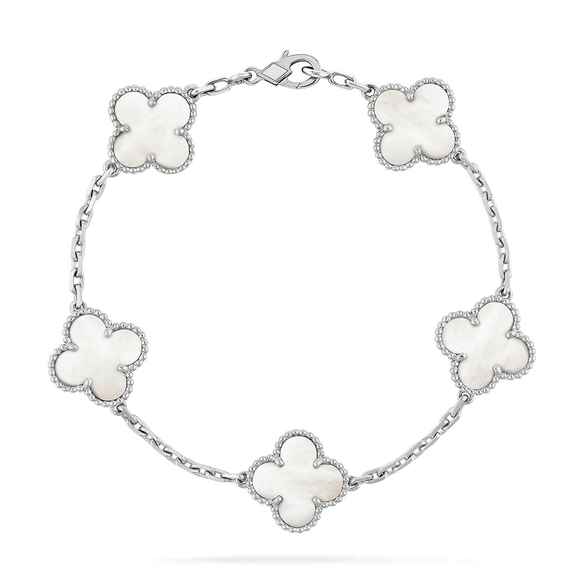 [Regal Jewels]CLOVER WHITE PEARL MOP 5 MOTIF BRACELET COLLECTION