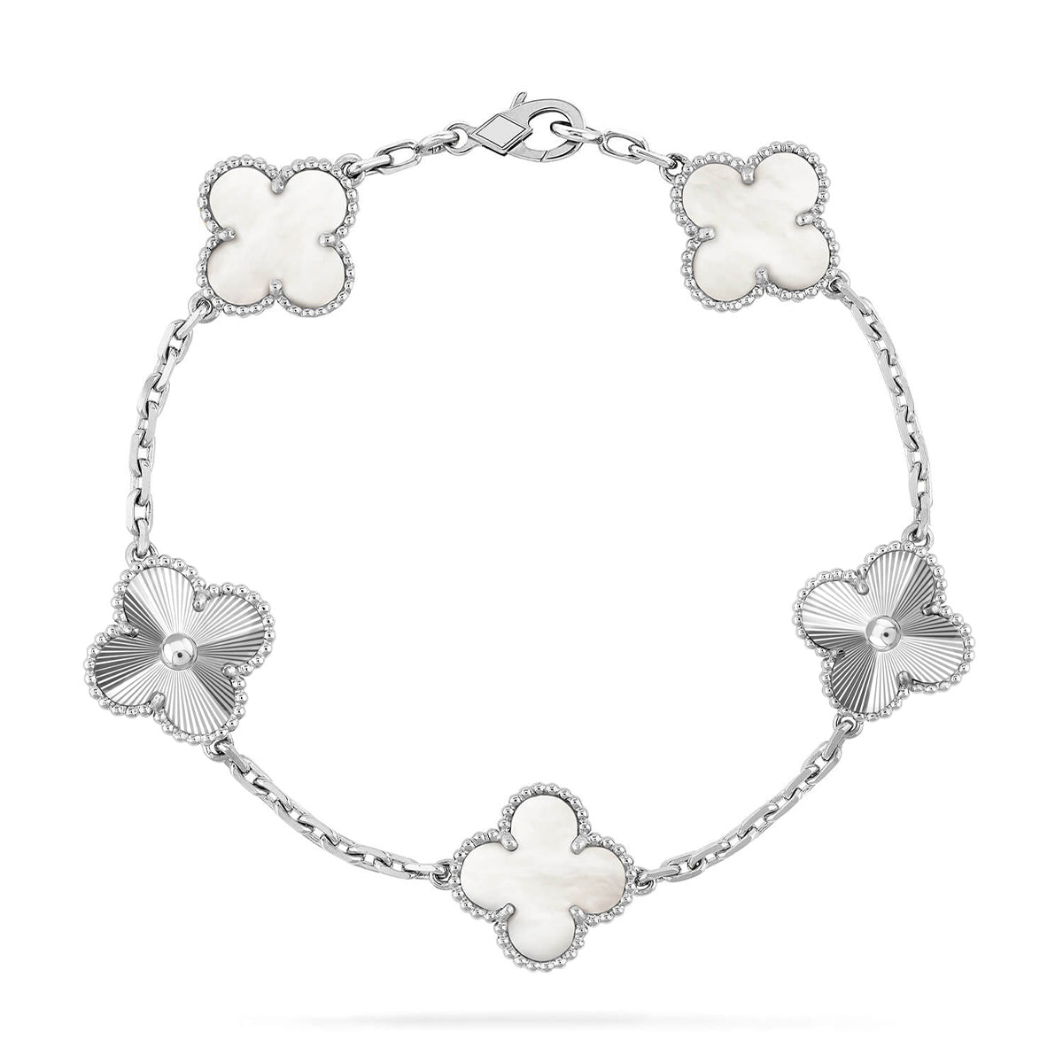 [Regal Jewels]CLOVER WHITE PEARL MOP 5 MOTIF BRACELET COLLECTION