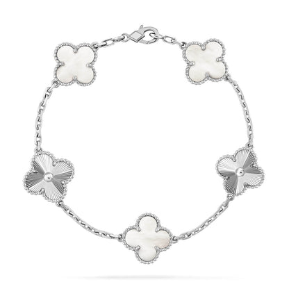 [Regal Jewels]CLOVER WHITE PEARL MOP 5 MOTIF BRACELET COLLECTION
