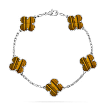 [Regal Jewels]CLOVER 5 MOTIFS TIGER EYE BRACELET COLLECTION