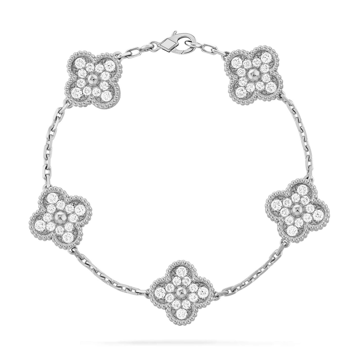 [Regal Jewels]CLOVER 5 MOTIF FULL DIAMOND BRACELET COLLECTION