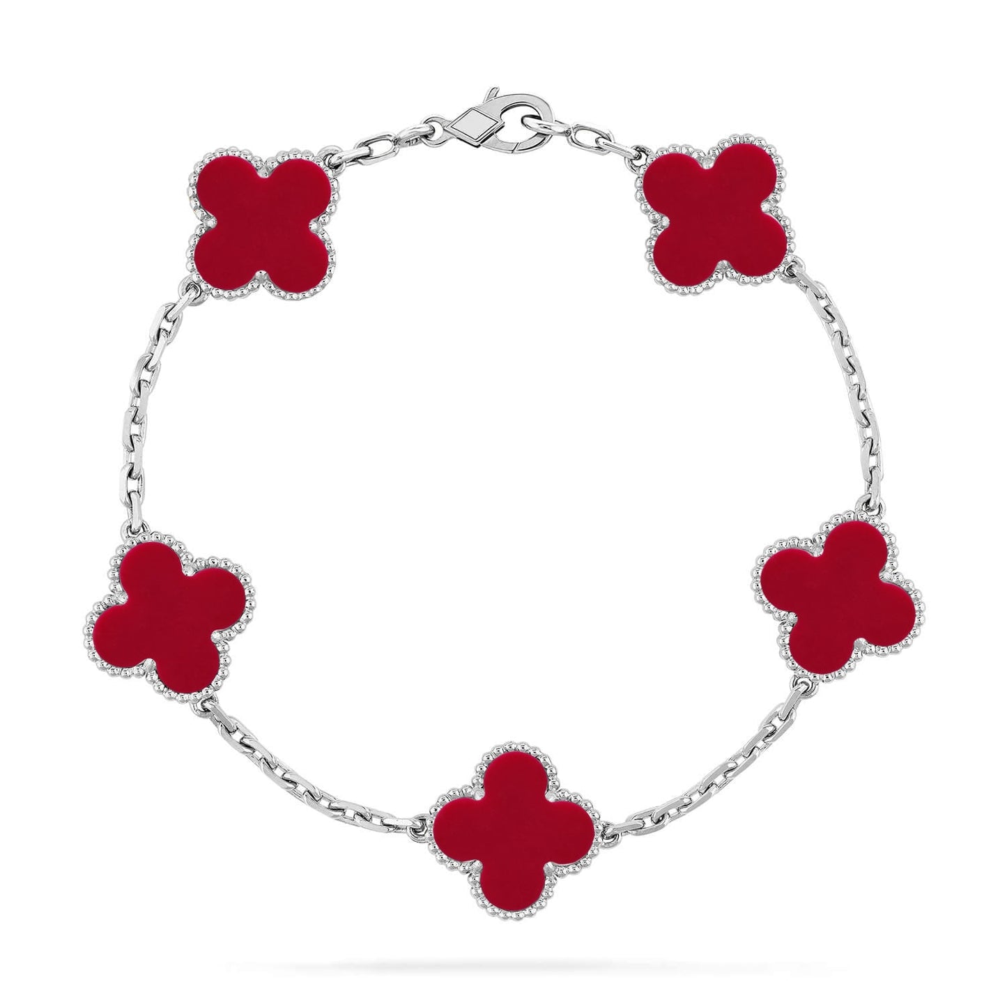 [Regal Jewels] CLOVER 5 MOTIF RED CORNELIAN BRACELET COLLECTION