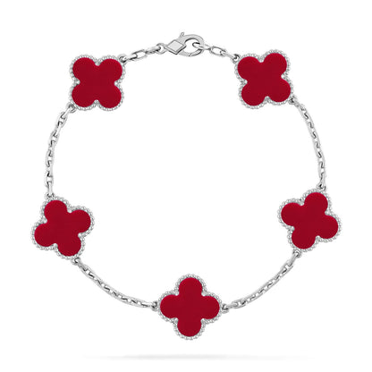 [Regal Jewels] CLOVER 5 MOTIF RED CORNELIAN BRACELET COLLECTION