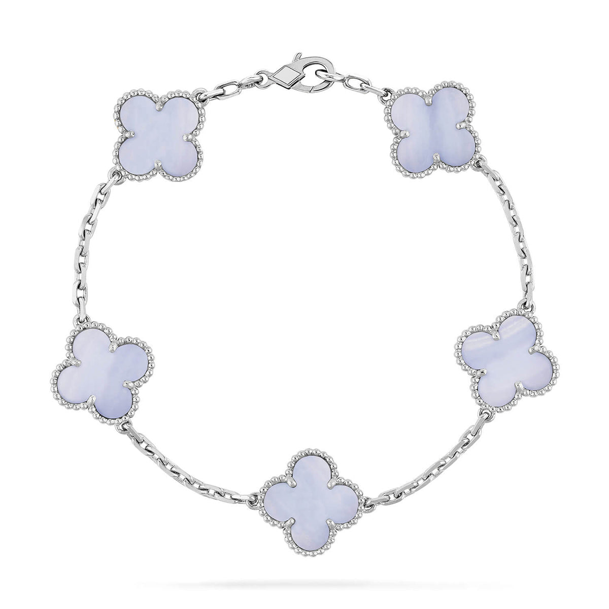 [Regal Jewels] CLOVER 5 MOTIF PURPLE CHALCEDONY BRACELET COLLECTION