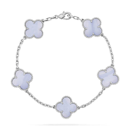[Regal Jewels] CLOVER 5 MOTIF PURPLE CHALCEDONY BRACELET COLLECTION