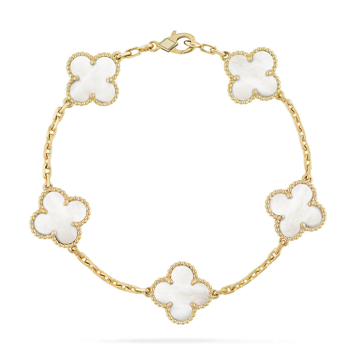 [Regal Jewels]CLOVER WHITE PEARL MOP 5 MOTIF BRACELET COLLECTION