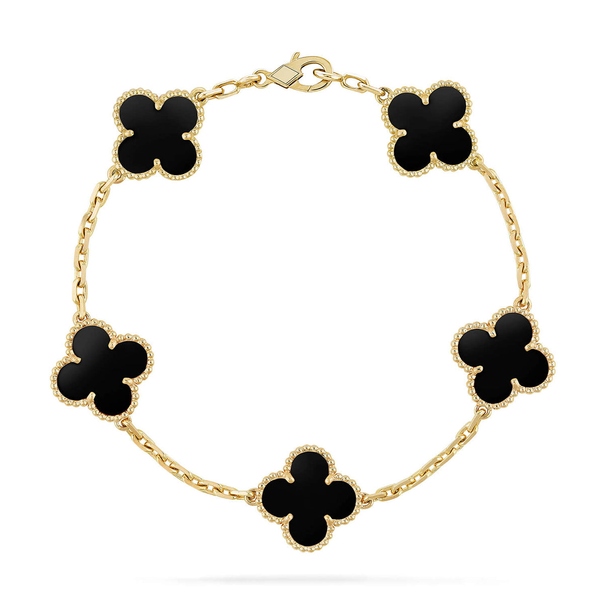 [Regal Jewels]CLOVER 5 MOTIF ONYXS BRACELET COLLECTION