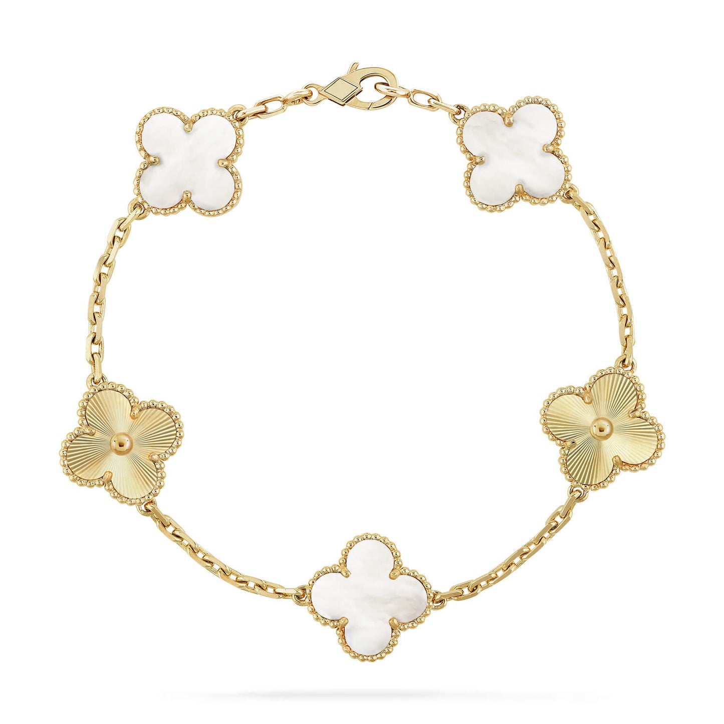 [Regal Jewels]CLOVER WHITE PEARL MOP 5 MOTIF BRACELET COLLECTION