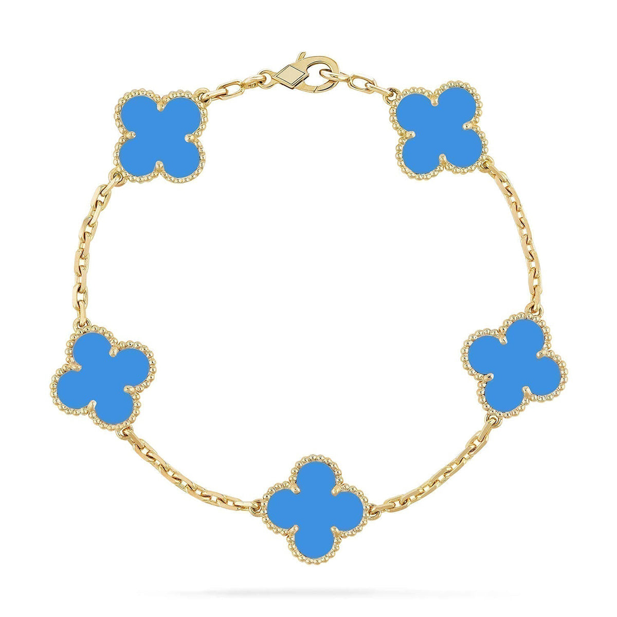 [Regal Jewels]CLOVER 5 MOTIF BLUE AGATE BRACELET COLLECTION