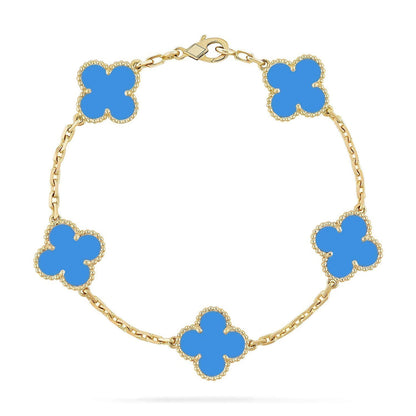 [Regal Jewels]CLOVER 5 MOTIF BLUE AGATE BRACELET COLLECTION