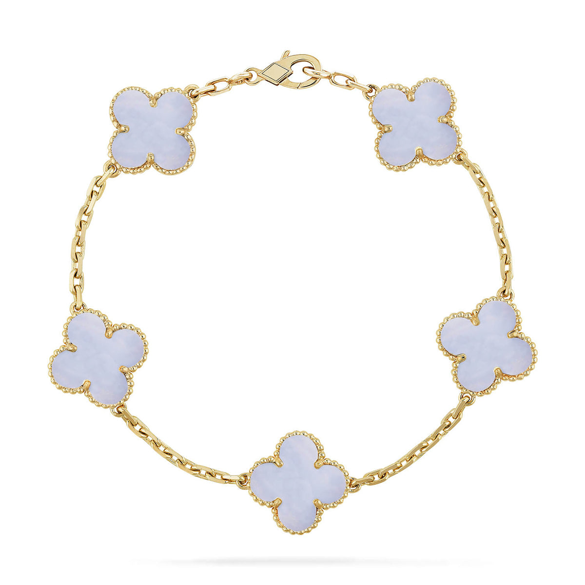 [Regal Jewels] CLOVER 5 MOTIF PURPLE CHALCEDONY BRACELET COLLECTION