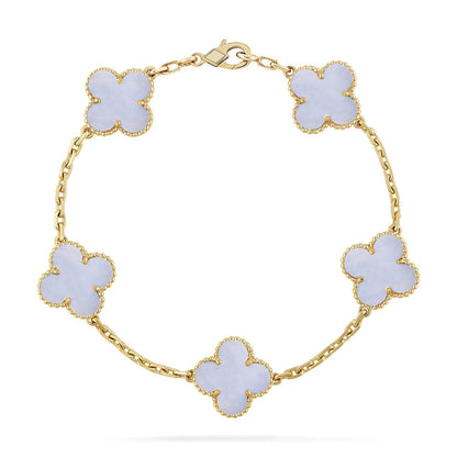 [Regal Jewels] CLOVER 5 MOTIF PURPLE CHALCEDONY BRACELET COLLECTION