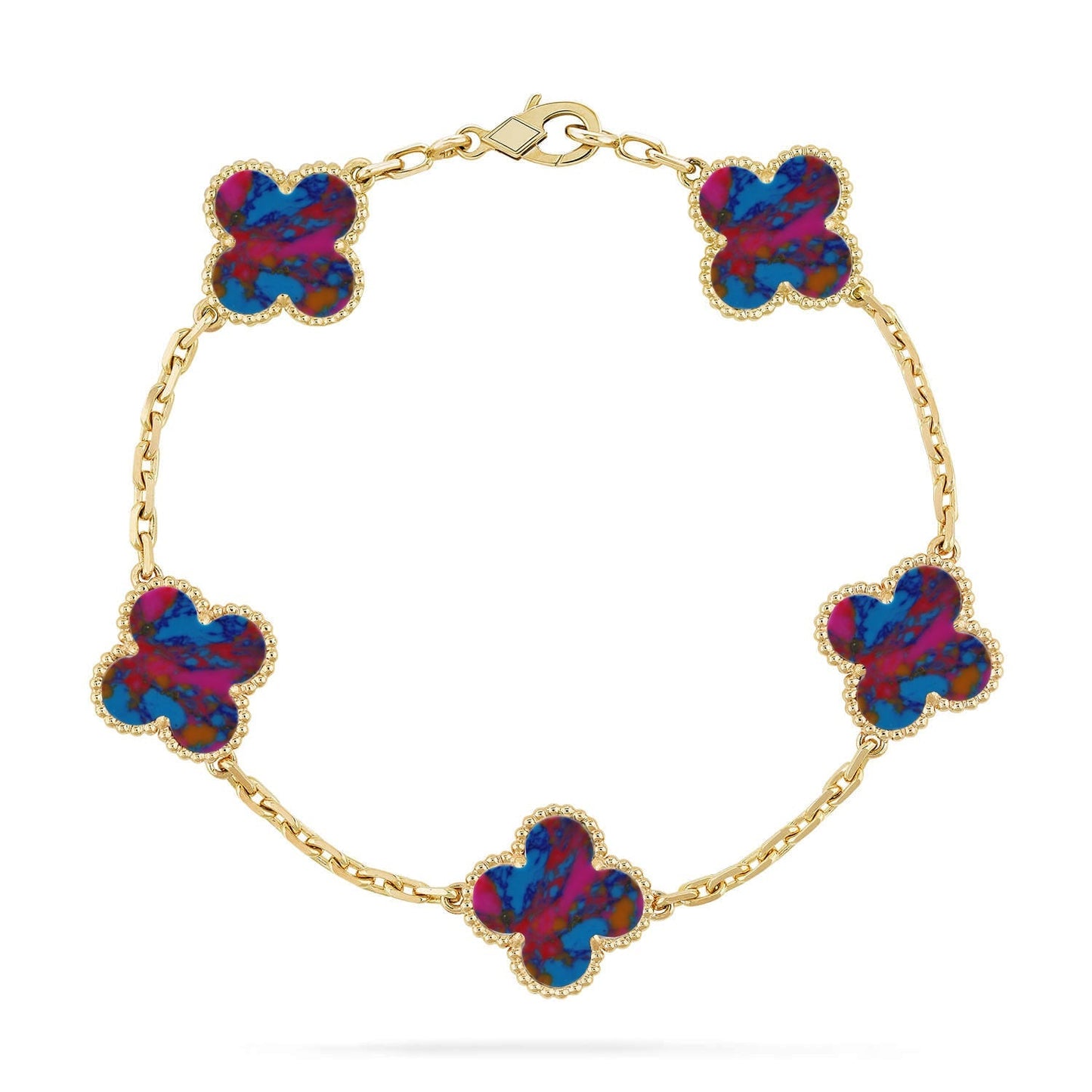 [Regal Jewels]CLOVER 5 MOTIF COLOR GEMSTONES BRACELET COLLECTION