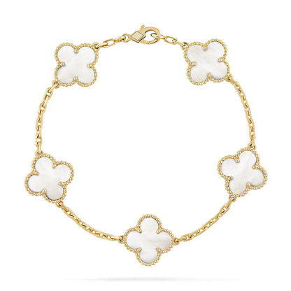 [Regal Jewels]CLOVER WHITE PEARL MOP 5 MOTIF BRACELET COLLECTION