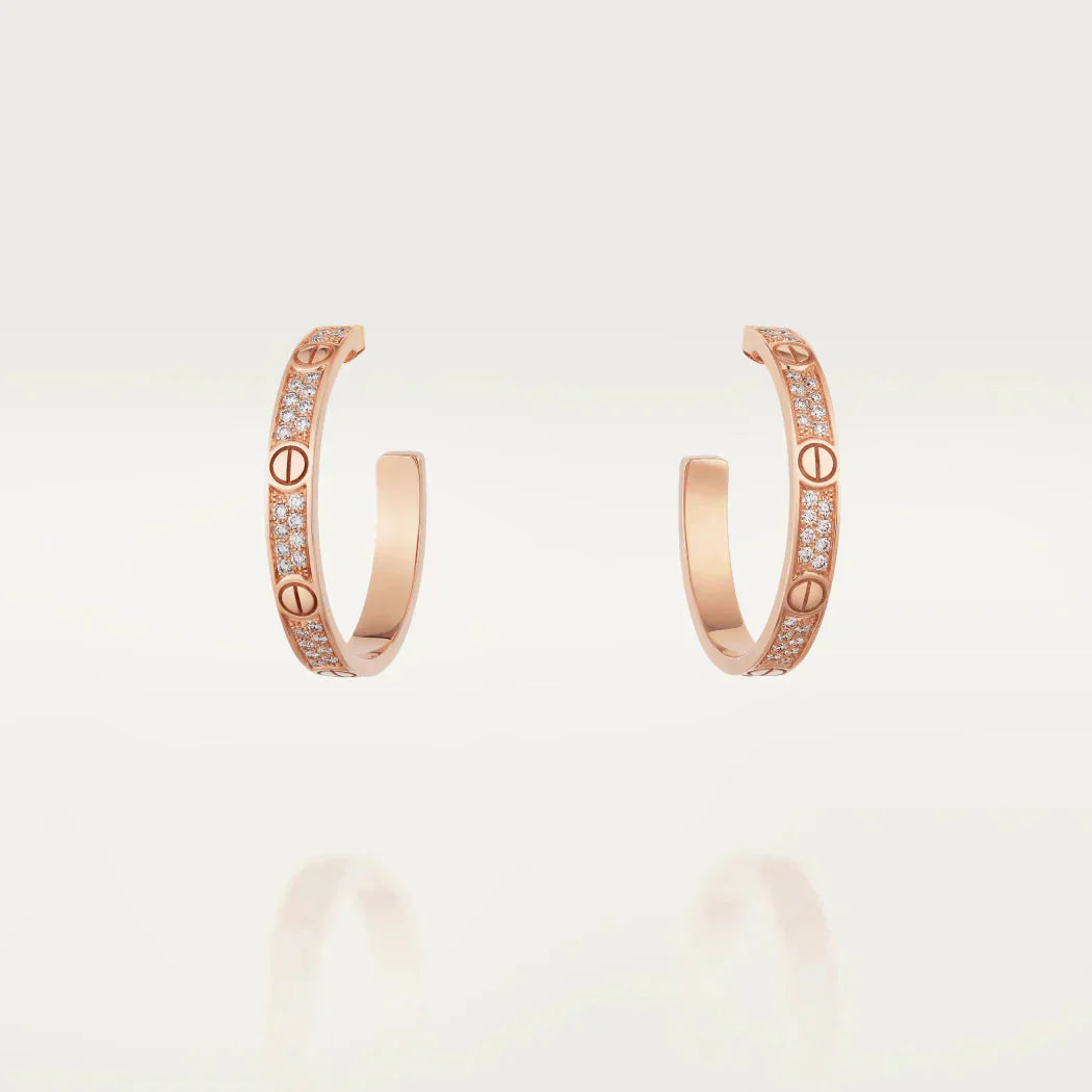 [Regal Jewels]LOVE DIAMOND PINK GOLD HOOP EARRINGS