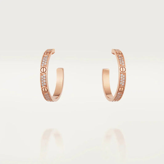 [Regal Jewels]LOVE DIAMOND PINK GOLD HOOP EARRINGS