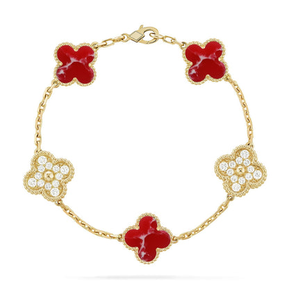 [Regal Jewels]CLOVER 5 MOTIF RED PATTERN BRACELET COLLECTION