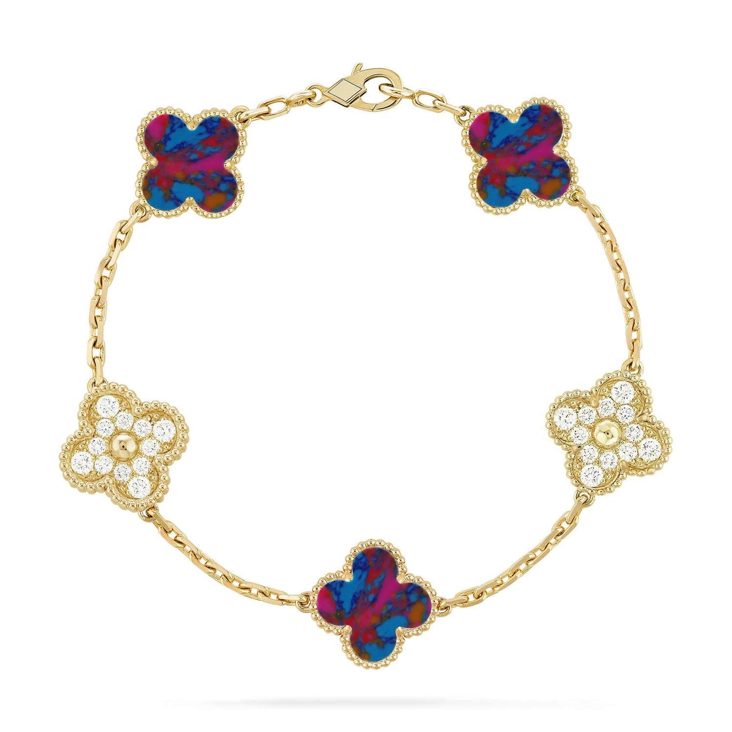 [Regal Jewels]CLOVER 5 MOTIF COLOR GEMSTONES BRACELET COLLECTION