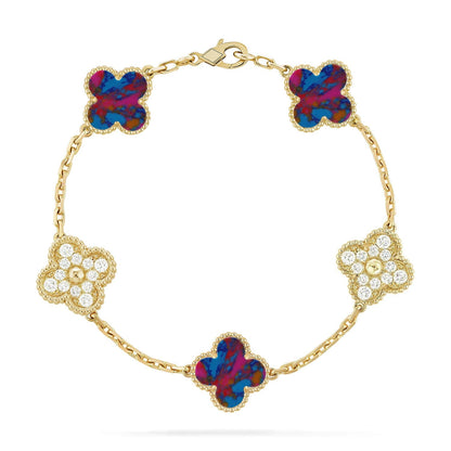 [Regal Jewels]CLOVER 5 MOTIF COLOR GEMSTONES BRACELET COLLECTION