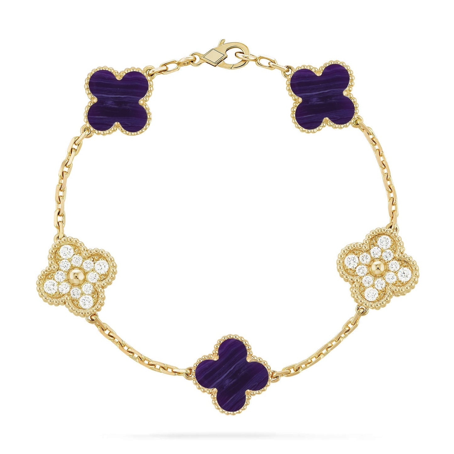 [Regal Jewels]CLOVER 5 MOTIF PURPLE STRIPES BRACELET COLLECTION