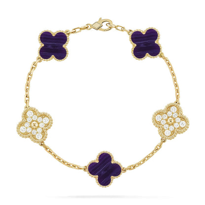 [Regal Jewels]CLOVER 5 MOTIF PURPLE STRIPES BRACELET COLLECTION