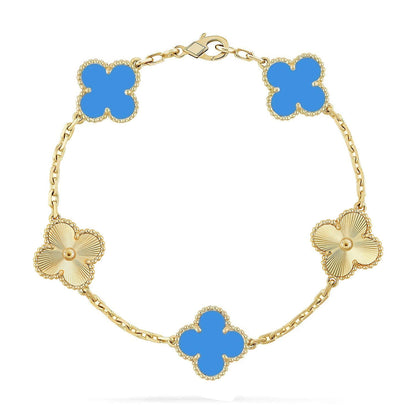 [Regal Jewels]CLOVER 5 MOTIF BLUE AGATE BRACELET COLLECTION