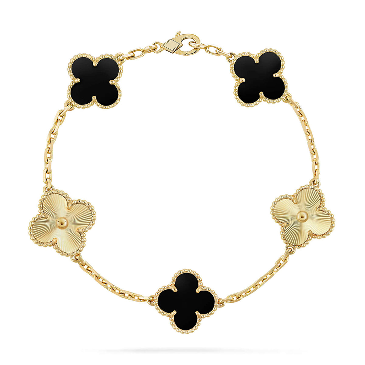 [Regal Jewels]CLOVER 5 MOTIF ONYXS BRACELET COLLECTION