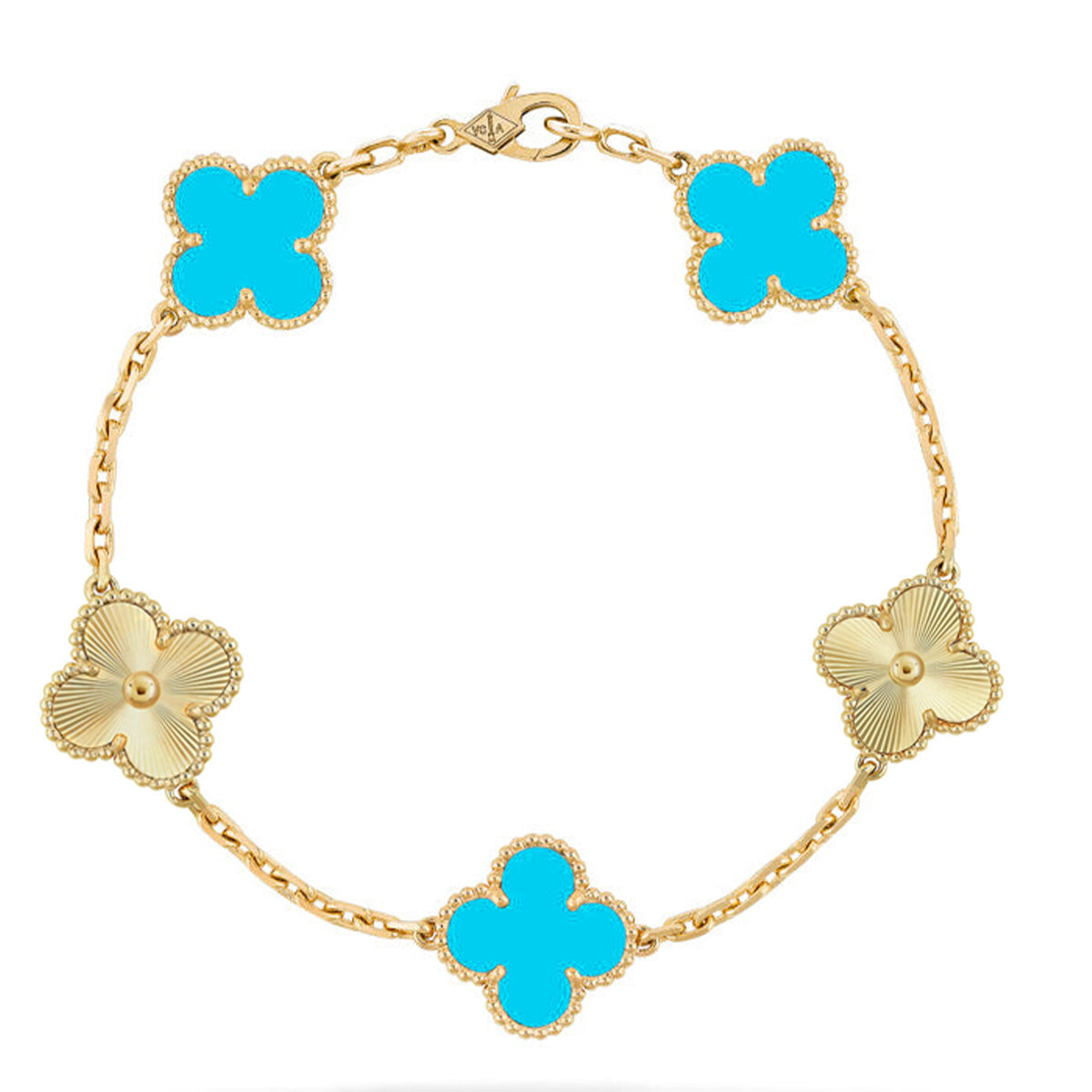 [Regal Jewels]CLOVER 5 MOTIF TURQUOISE BRACELET COLLECTION