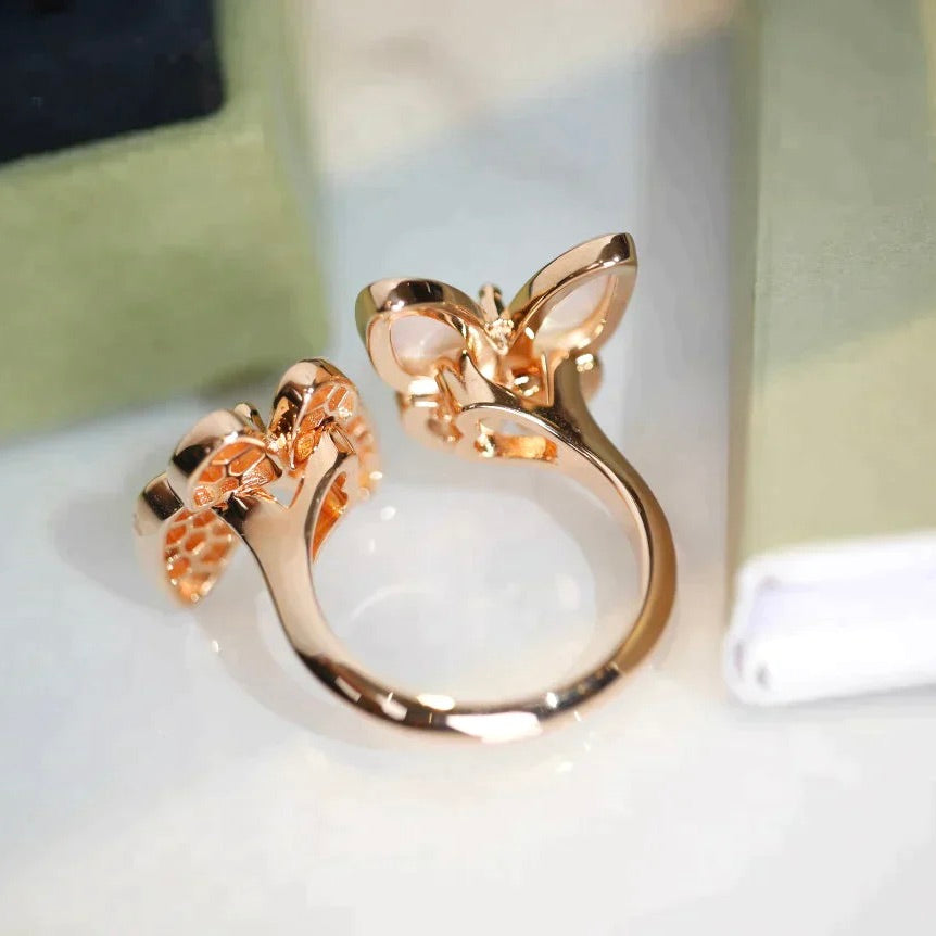 [Regal Jewels]TWIN BUTTERFLY DIAMOND MOP RING