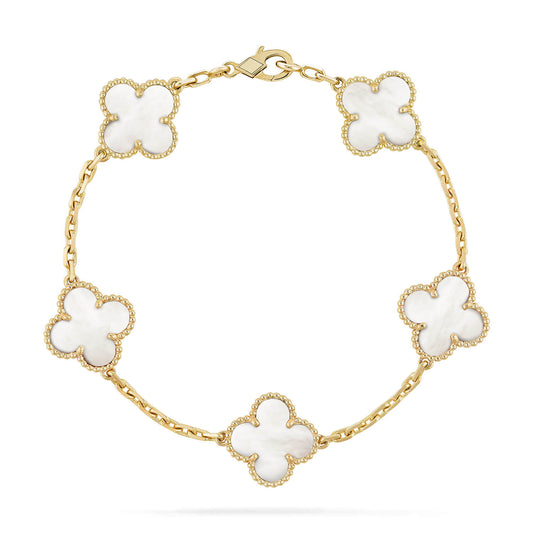 [Regal Jewels]CLOVER  5 MOTIF WHITE MOP BRACELET