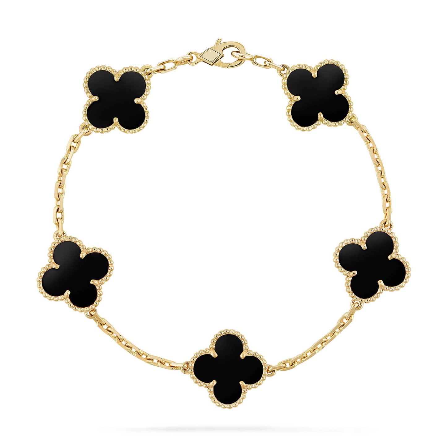 [Regal Jewels]CLOVER  5 MOTIFS BLACK ONYX BRACELET
