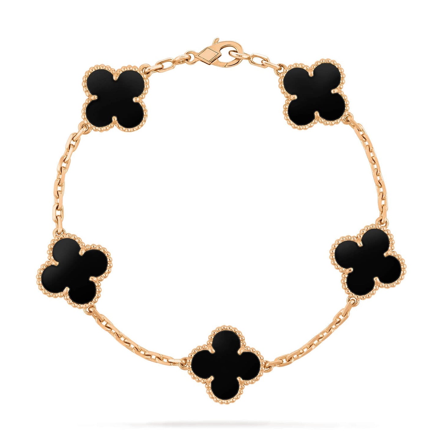 [Regal Jewels]CLOVER  5 MOTIFS BLACK ONYX BRACELET