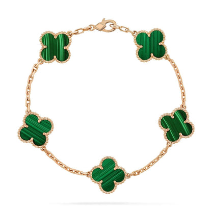 [Regal Jewels]CLOVER 5 MOTIFS MALACHITE BRACELET