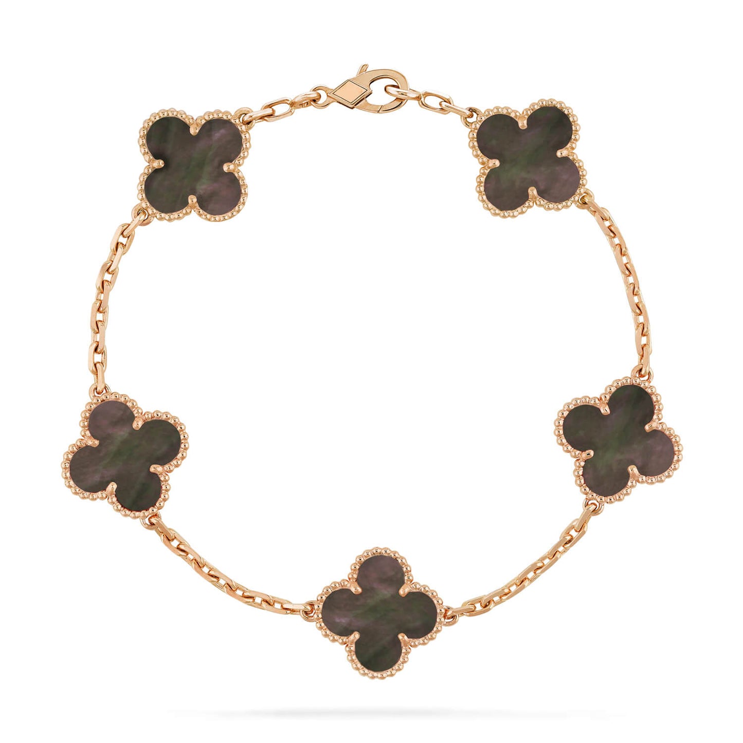 [Regal Jewels]CLOVER 5 MOTIF GRAY MOP  BRACELET