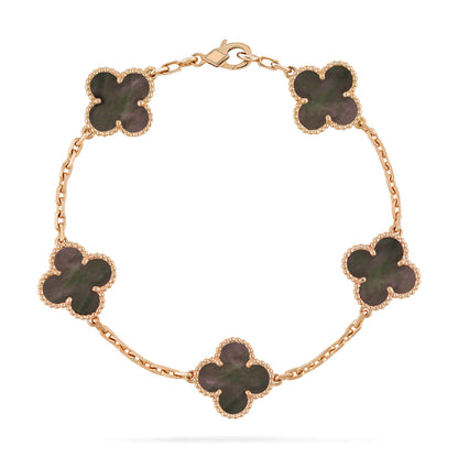[Regal Jewels]CLOVER 5 MOTIF GRAY MOP  BRACELET