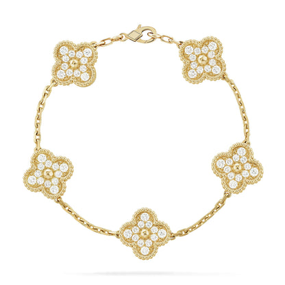 [Regal Jewels]CLOVER 5 MOTIFS  FULL DIAMOND BRACELET