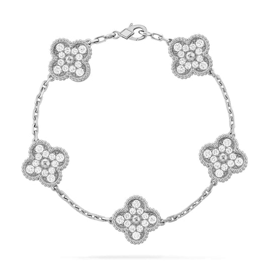 [Regal Jewels]CLOVER 5 MOTIFS  DIAMOND BRACELET SILVER