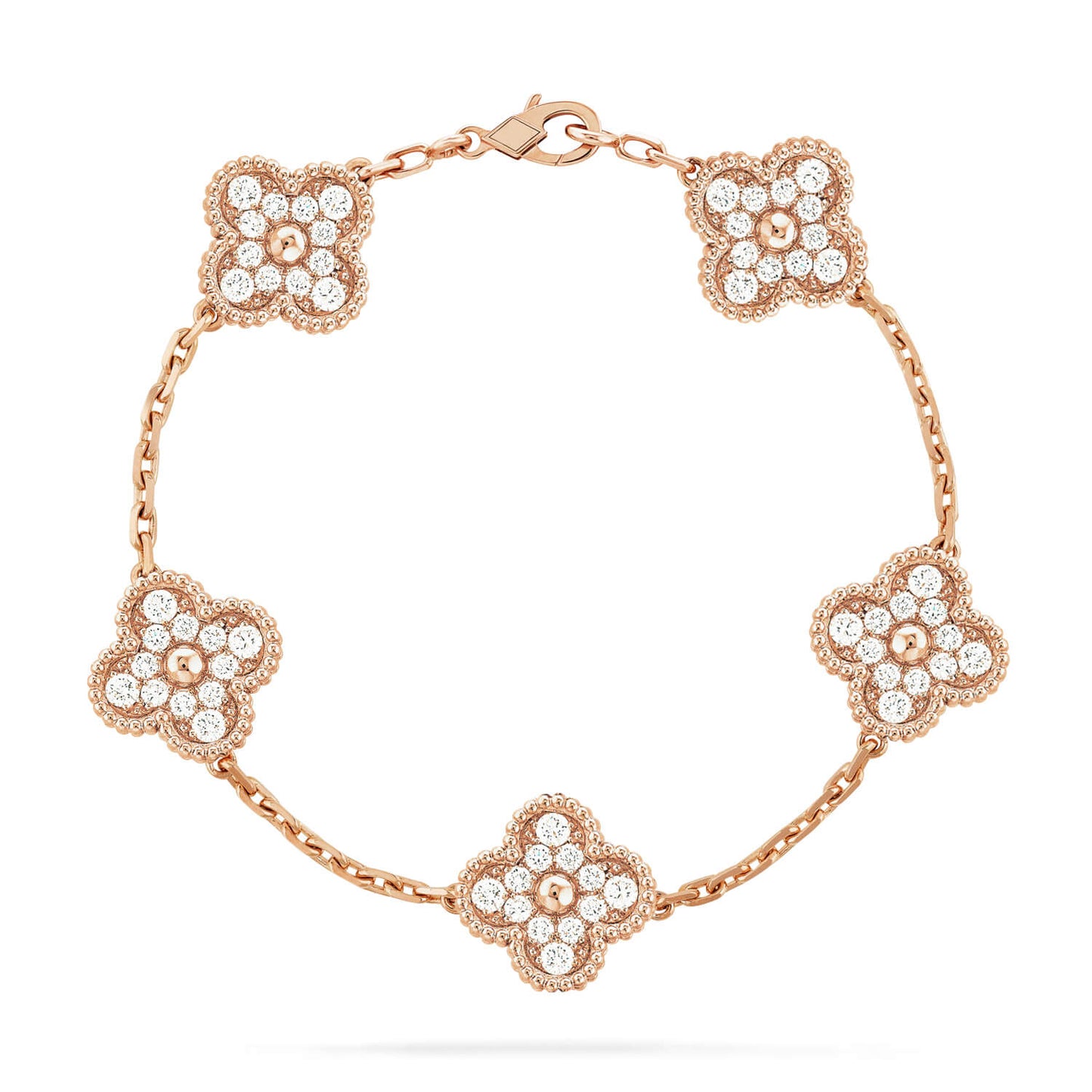 [Regal Jewels]CLOVER 5 MOTIFS  FULL DIAMOND BRACELET