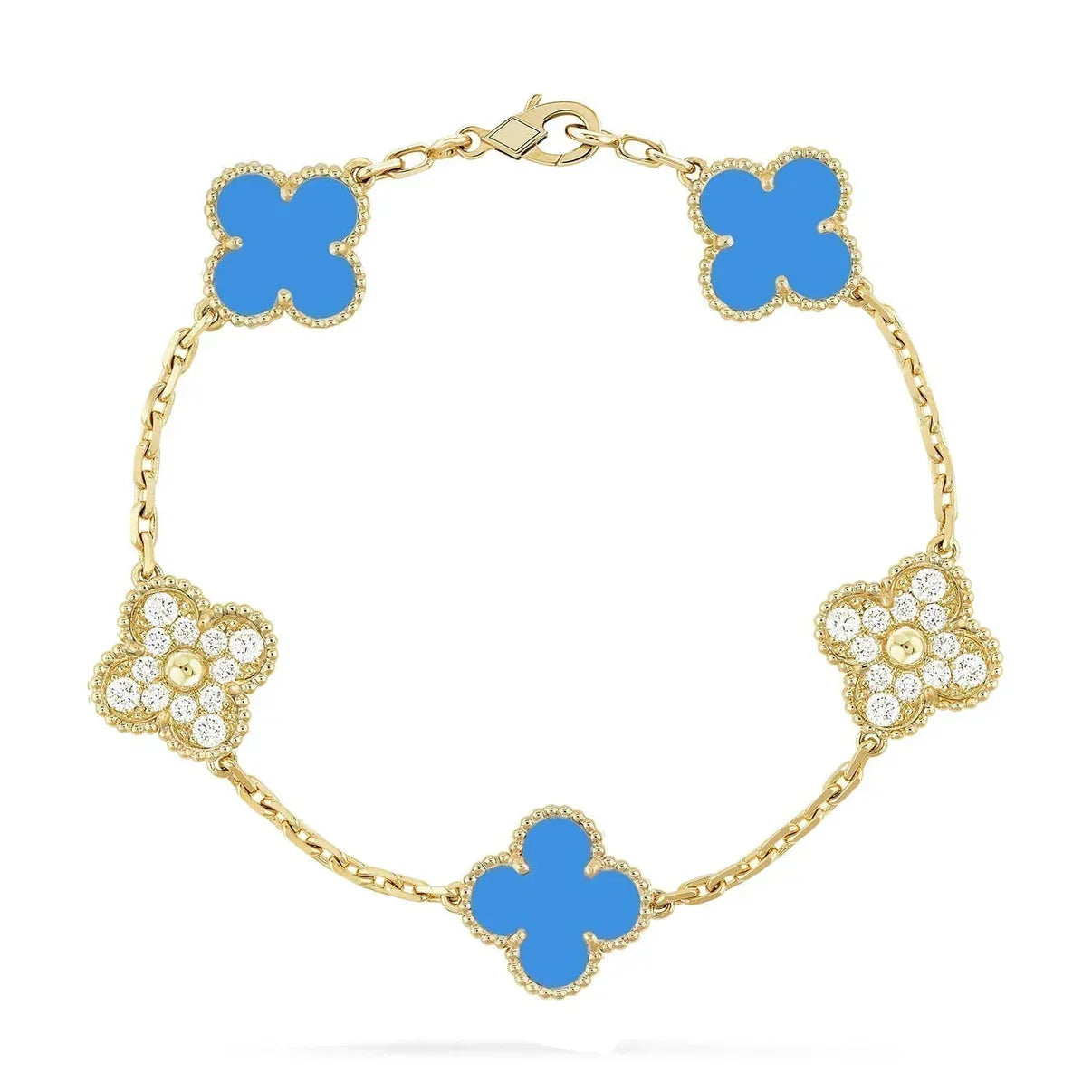 [Regal Jewels]CLOVER 5 MOTIF BLUE AGATE BRACELET COLLECTION