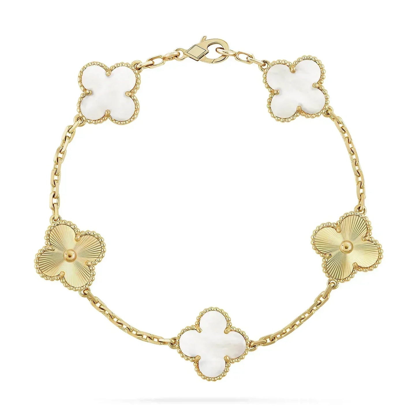 [Regal Jewels]CLOVER BRACELET 5 MOTIF WHITE MOP PINK GOLD
