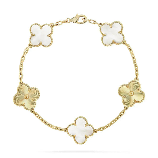 [Regal Jewels]CLOVER BRACELET 5 MOTIF WHITE MOP PINK GOLD
