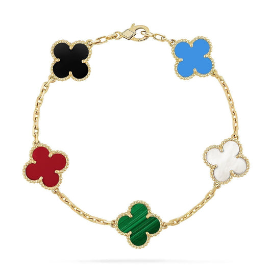 [Regal Jewels]CLOVER 5 MOTIFS MULTICOLOR  BRACELET