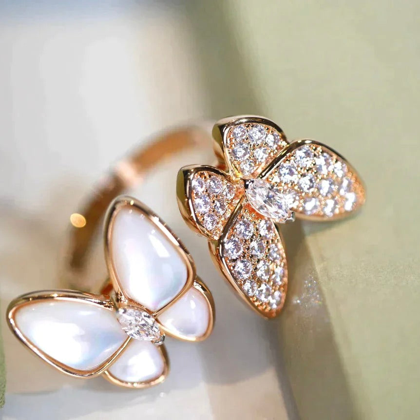 [Regal Jewels]TWIN BUTTERFLY DIAMOND MOP RING